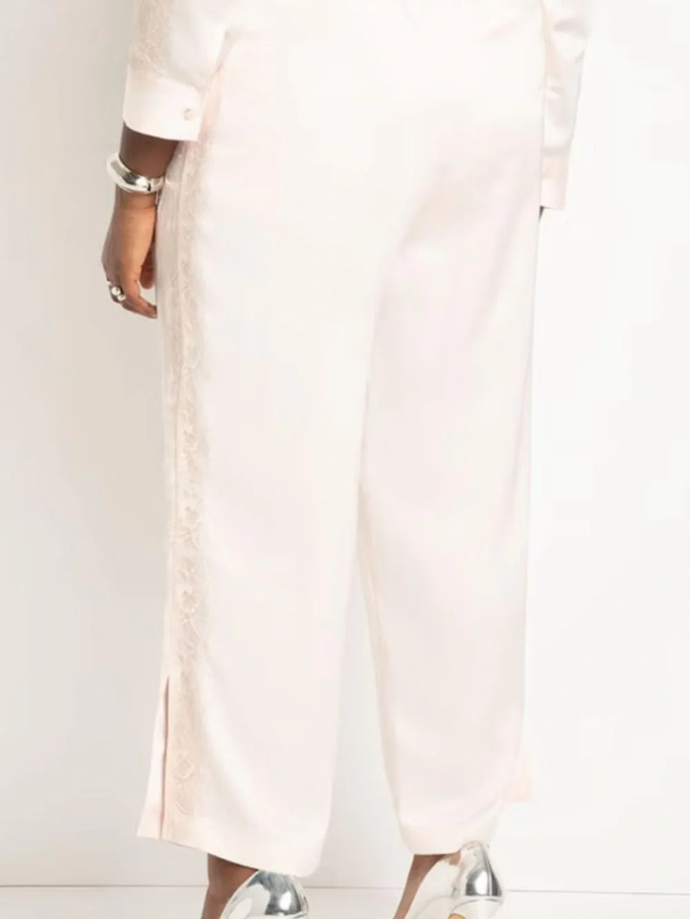 Eloquii Matching Set Satin and Lace  In Rosewater Size 18